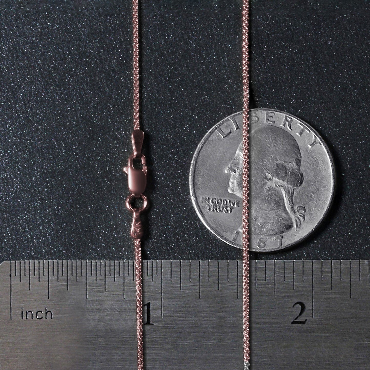 14k Rose Gold Round Wheat Chain (1.00 mm)