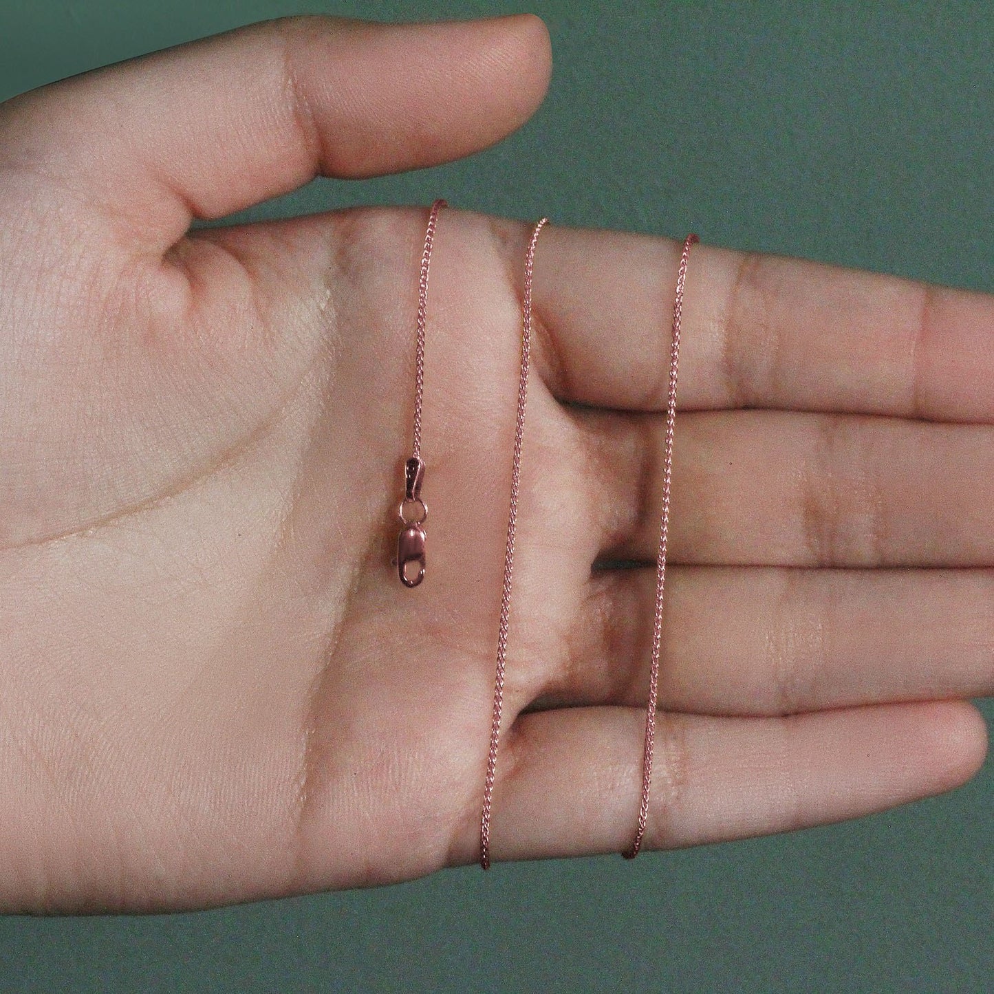 14k Rose Gold Round Wheat Chain (1.00 mm)