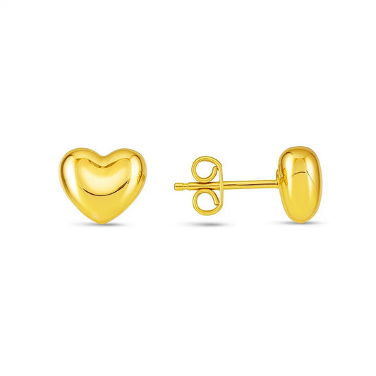 Small Polished Heart Post Earrings in 14K Yellow Gold