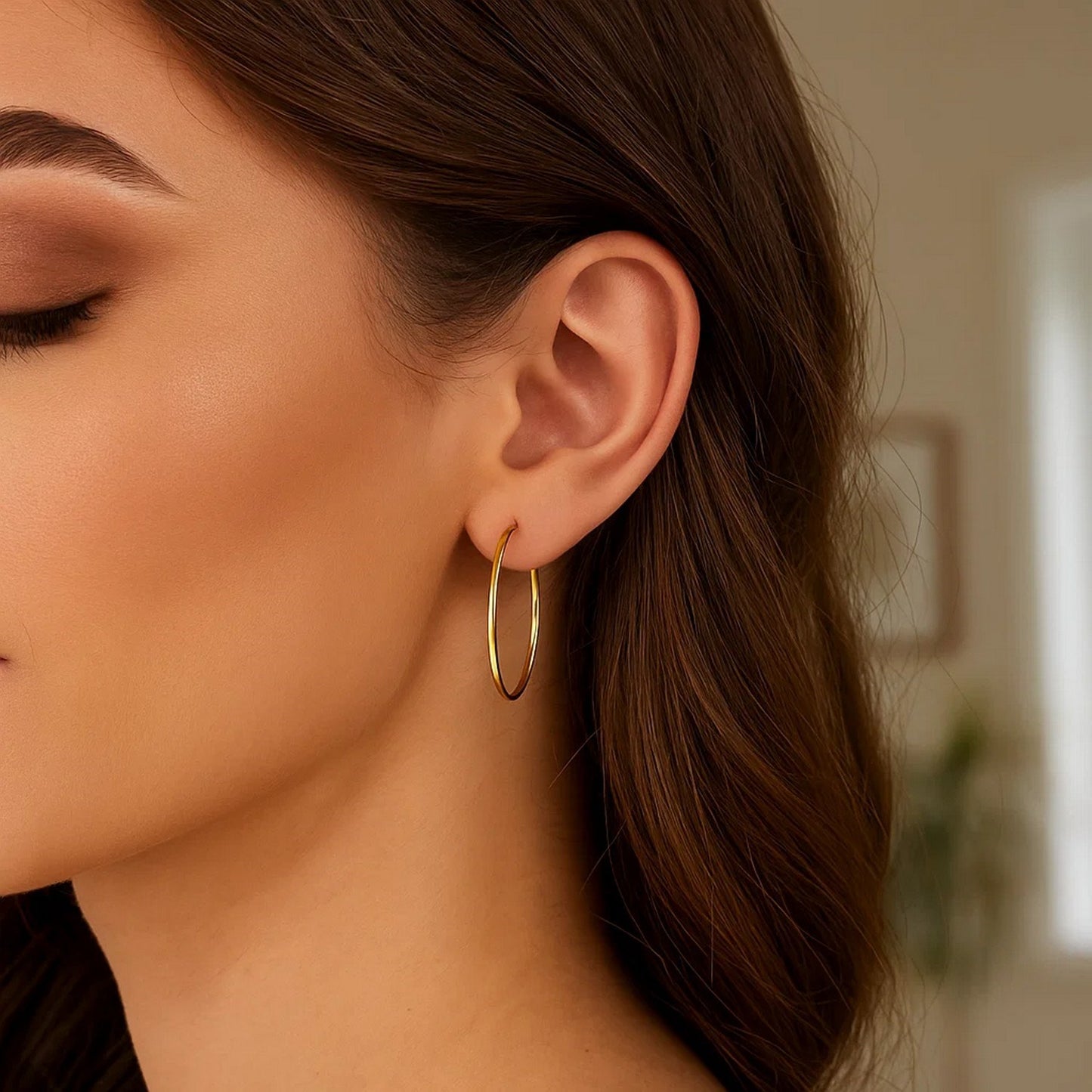 10k Yellow Gold Polished Hoop Earrings (1.5x30mm)