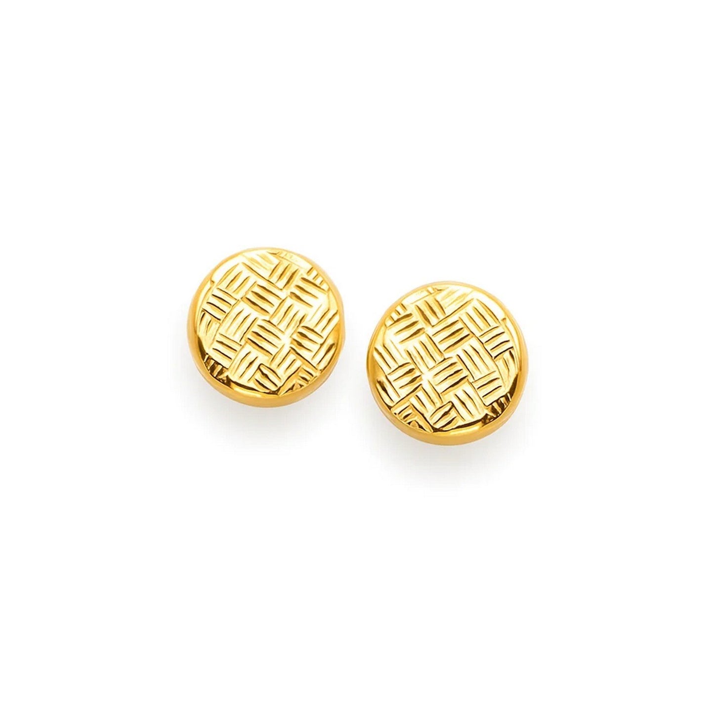 14k Yellow Gold Post Earrings with Textured Circles
