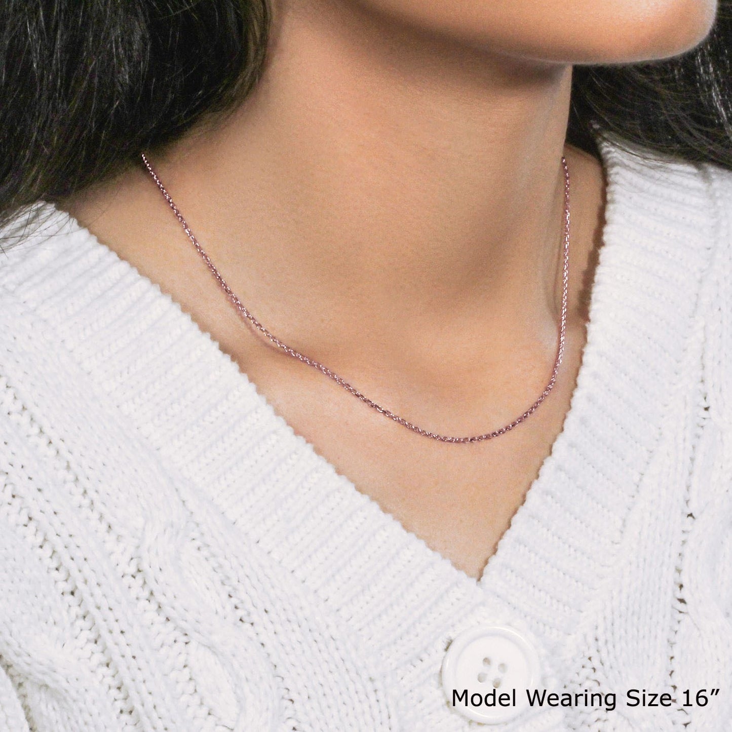 14k Rose Gold Diamond Cut Cable Link Chain (1.30 mm)