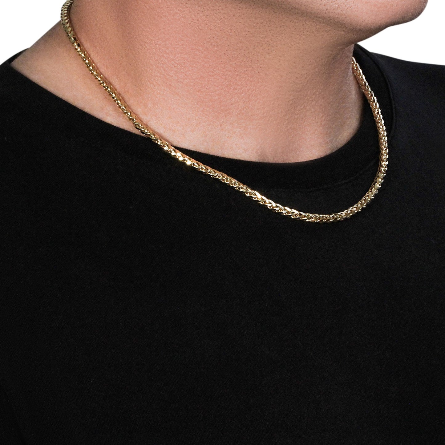 4.1mm 14k Yellow Gold Diamond Cut Round Franco Chain