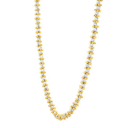 Two Tone Pallina Bead Necklace in 14K Gold