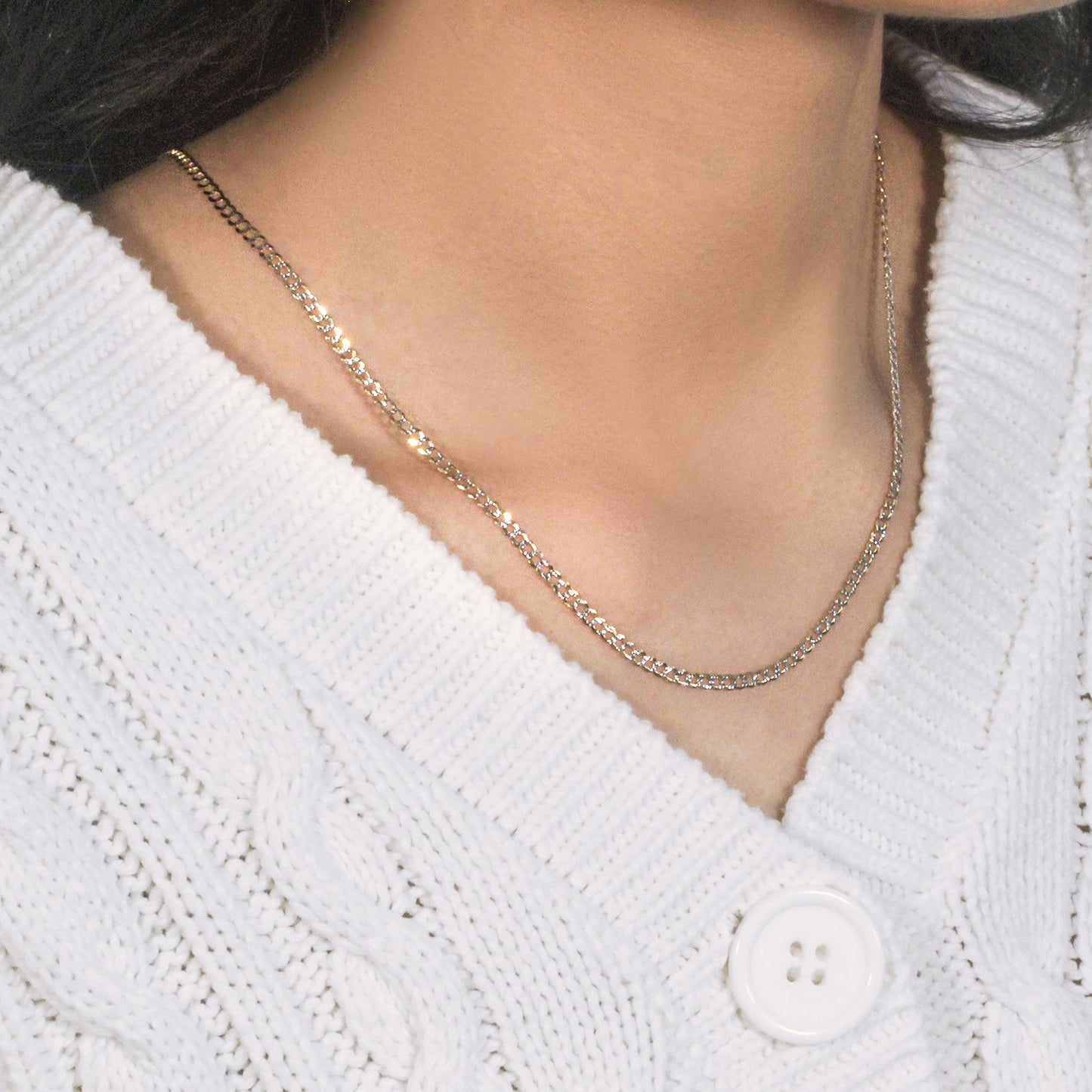 14k Two Tone Gold Pave Curb Chain (2.60 mm)