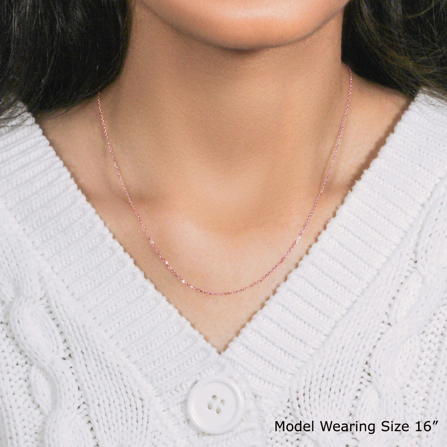 18k Rose Gold Diamond Cut Cable Link Chain (1.10 mm)