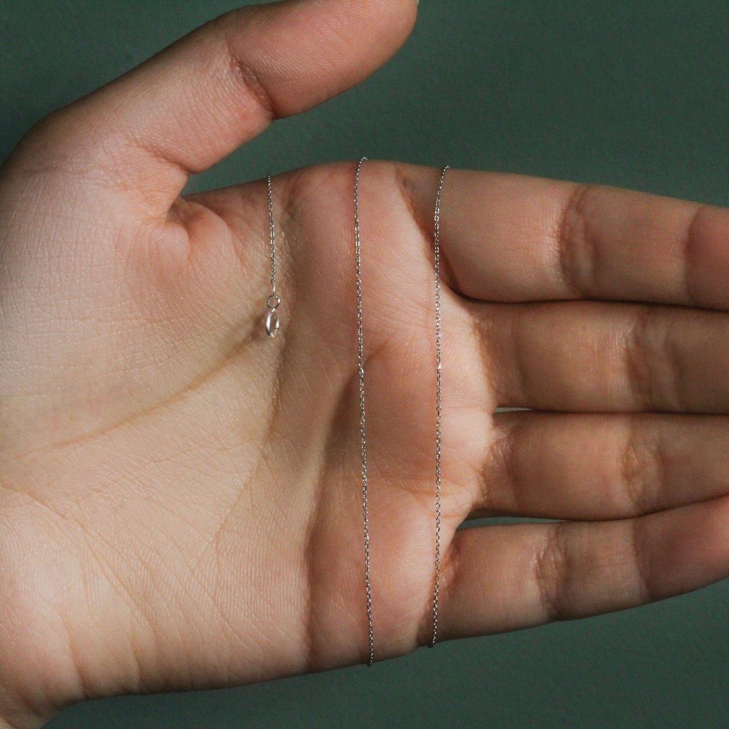 14k White Gold Diamond Cut Cable Link Chain (0.68 mm)