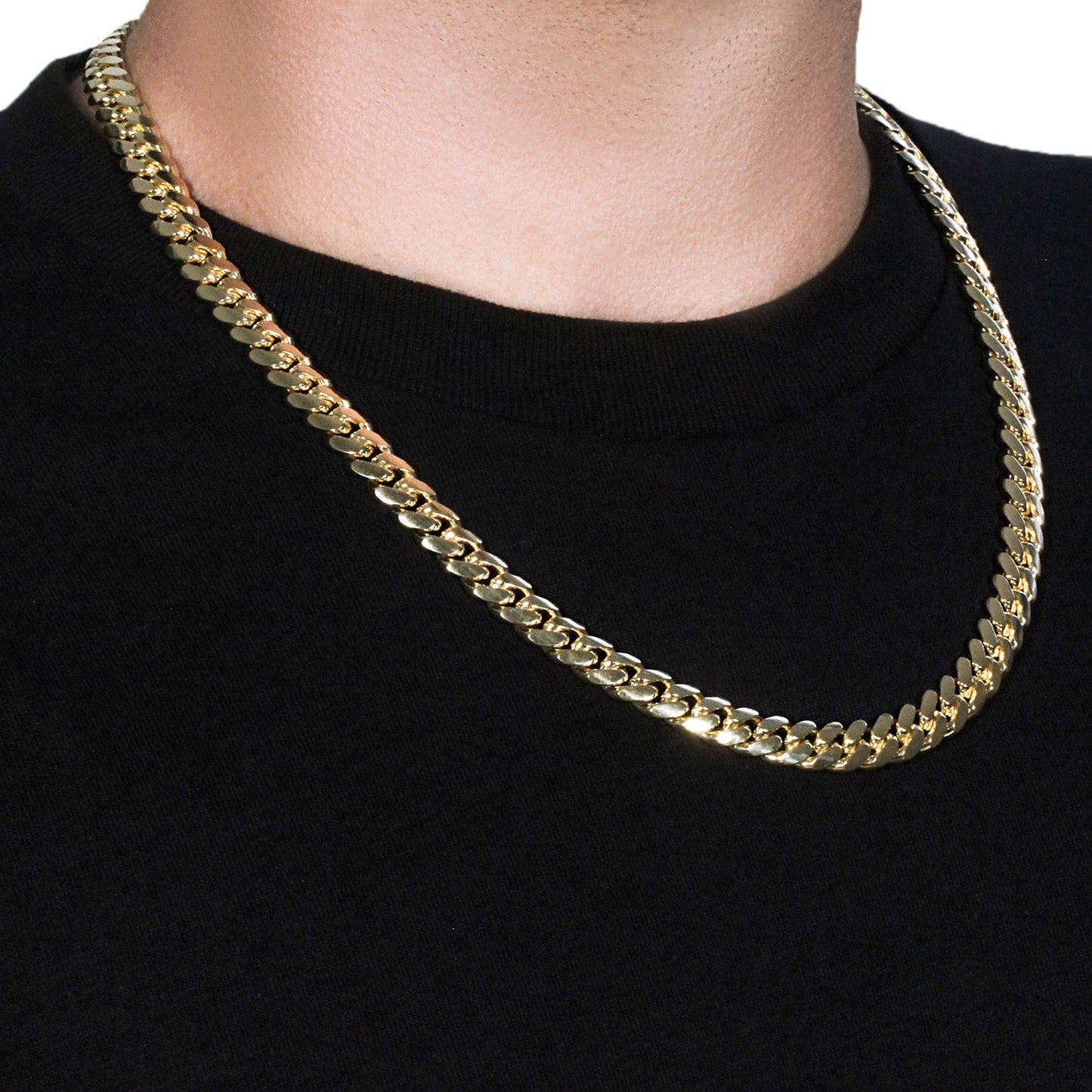 14k Yellow Gold Classic Miami Cuban Solid Chain (9.20 mm)
