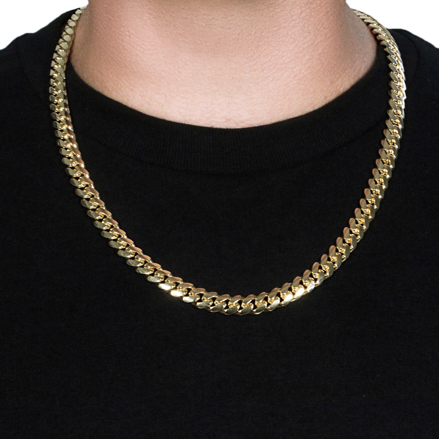 14k Yellow Gold Classic Miami Cuban Solid Chain (9.20 mm)