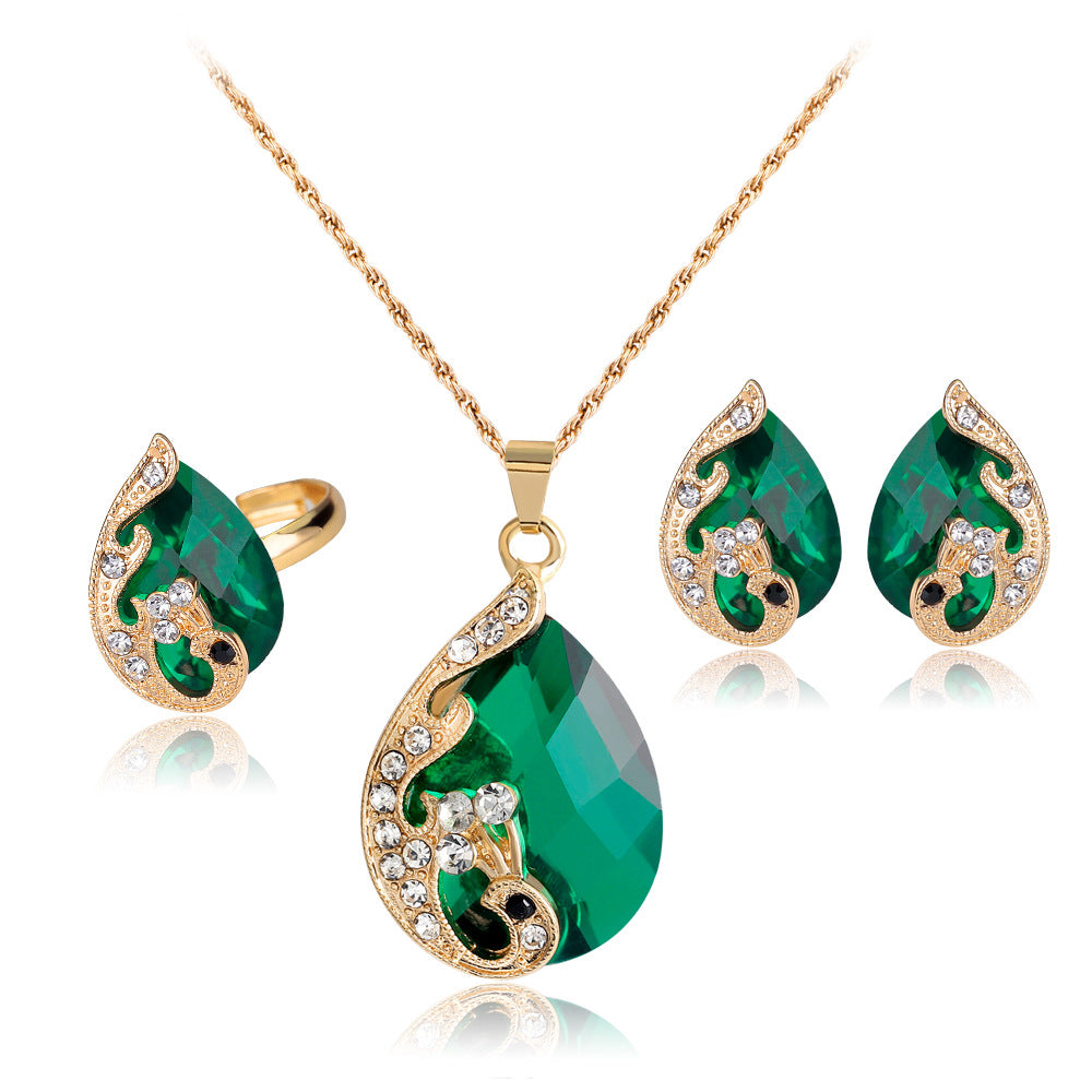 Multicolor Peacock Necklace Earring Set