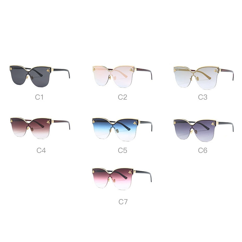 Cat Eye Oversize Rimless Sunglasses