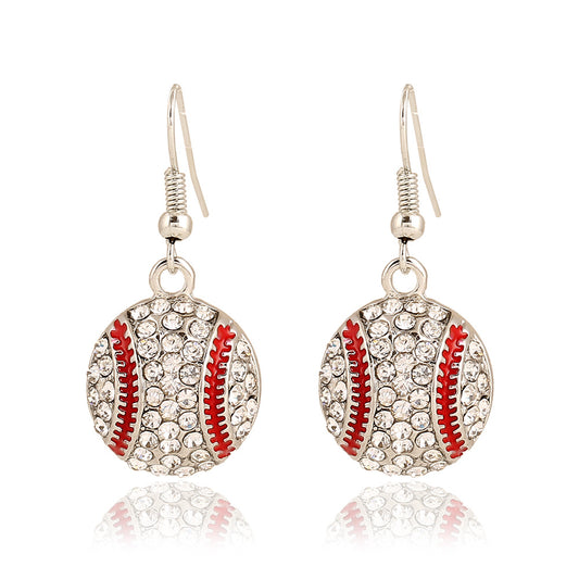 Trendy Diamond-Studded Baseball Earrings