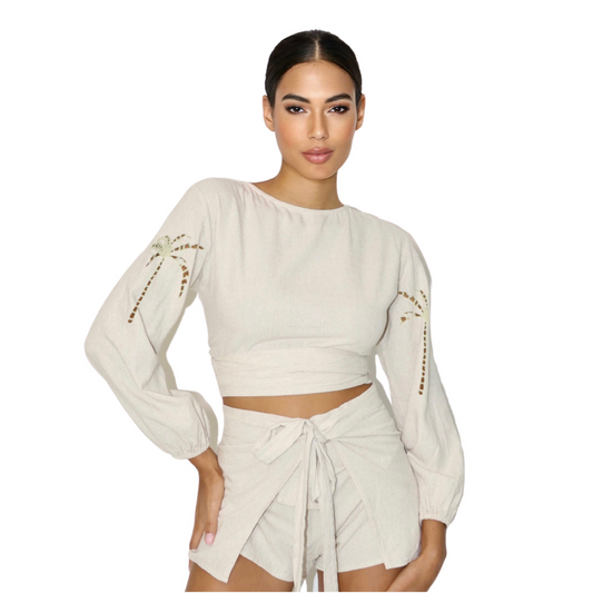 Palm Belle Blouse - Linen