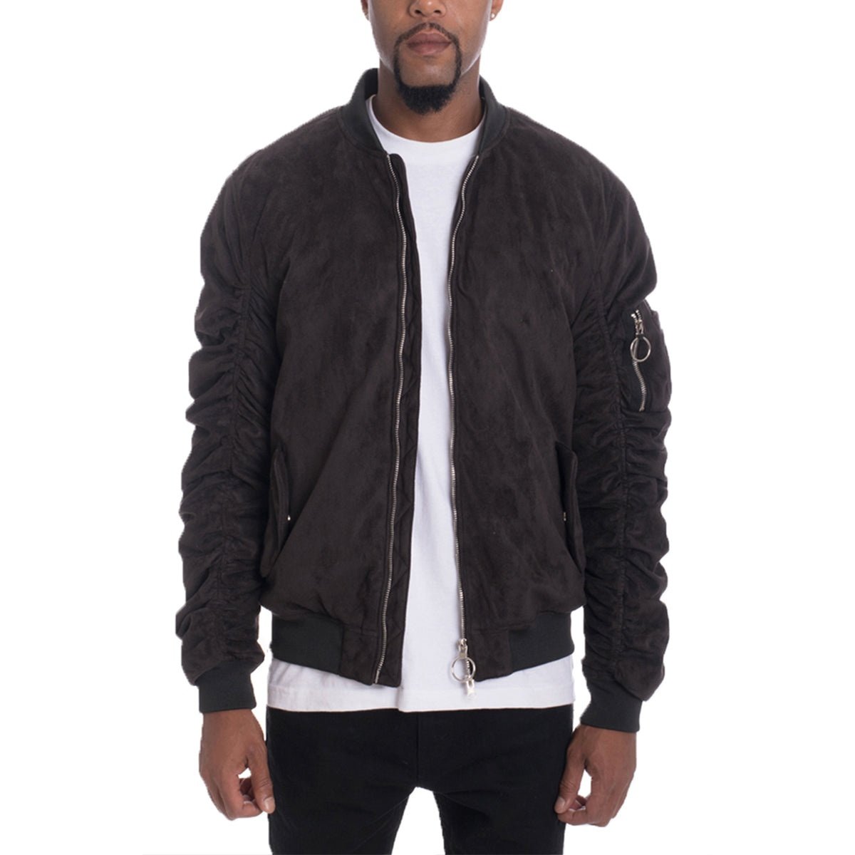 Faux Suede Tagged Bomber-4