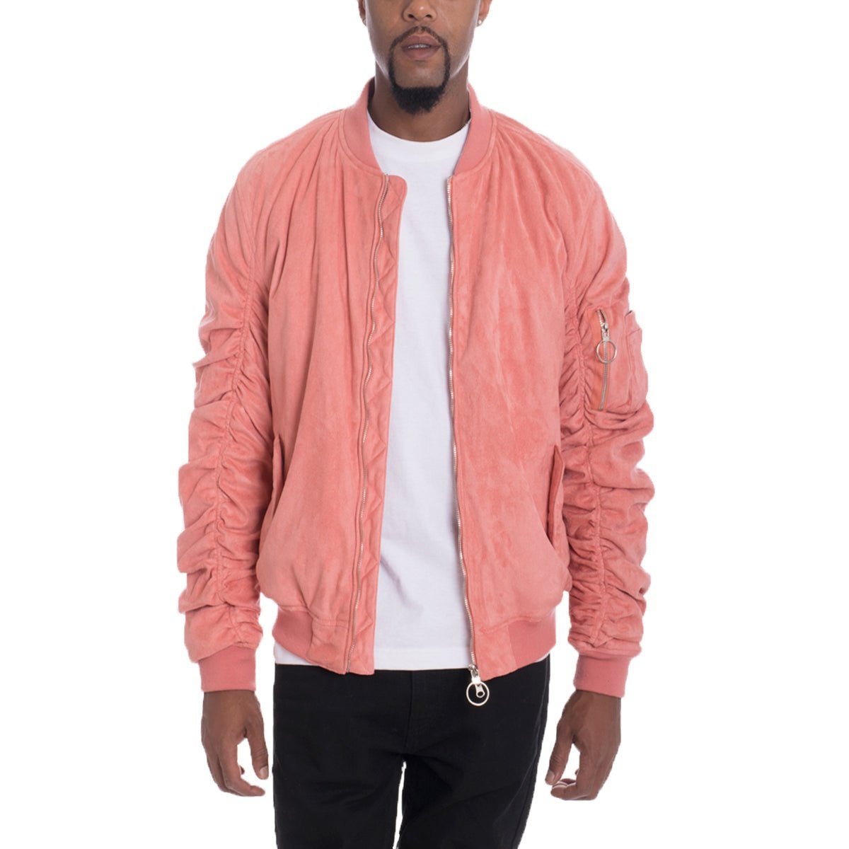 Faux Suede Tagged Bomber-5