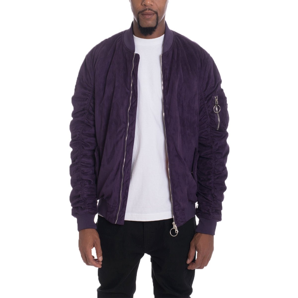 Faux Suede Tagged Bomber-6