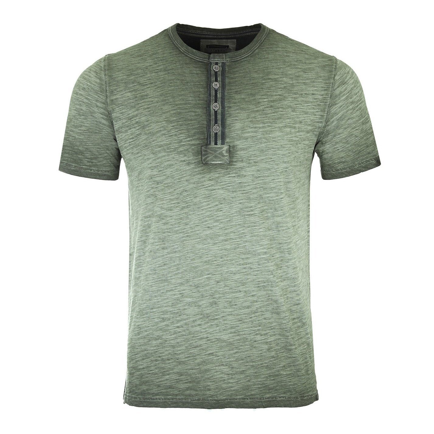 Men's Short Sleeve Crew Neck Oil Wash Vintage Button Henley T-Shirt
