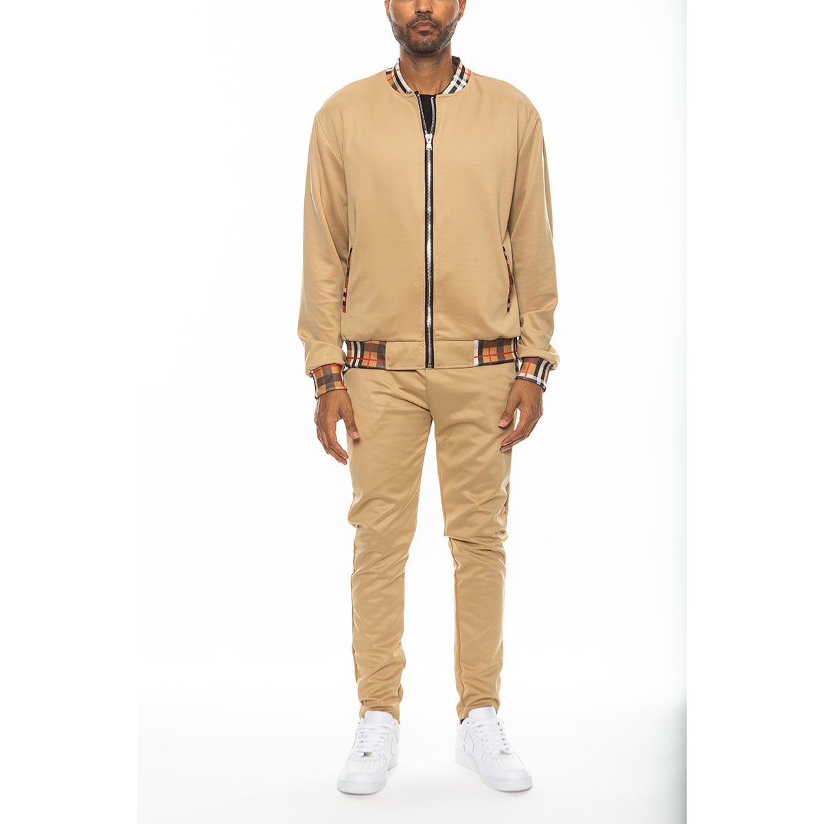 Checkered Detail Track Jacket Set