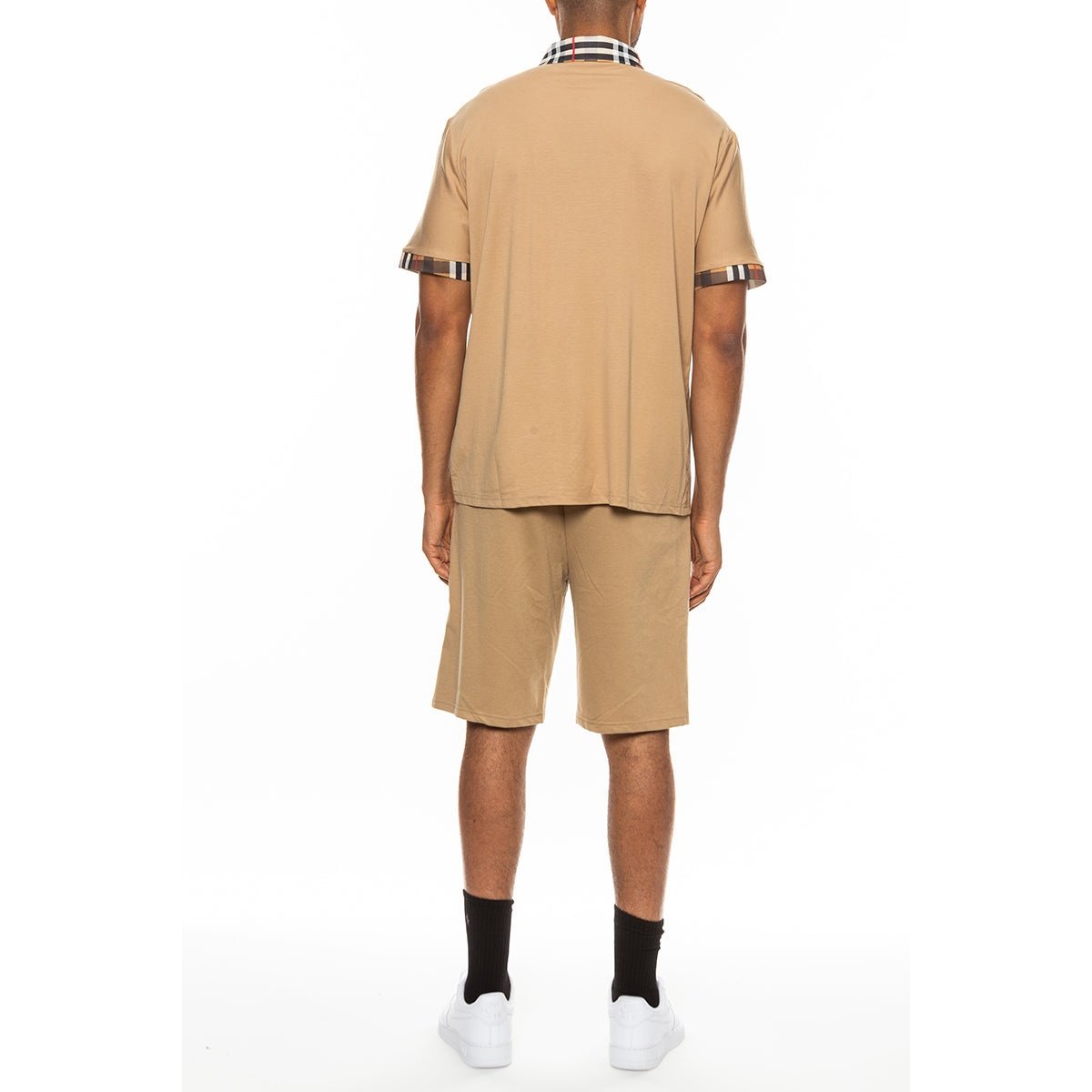 Checkered Detail Polo Short Set