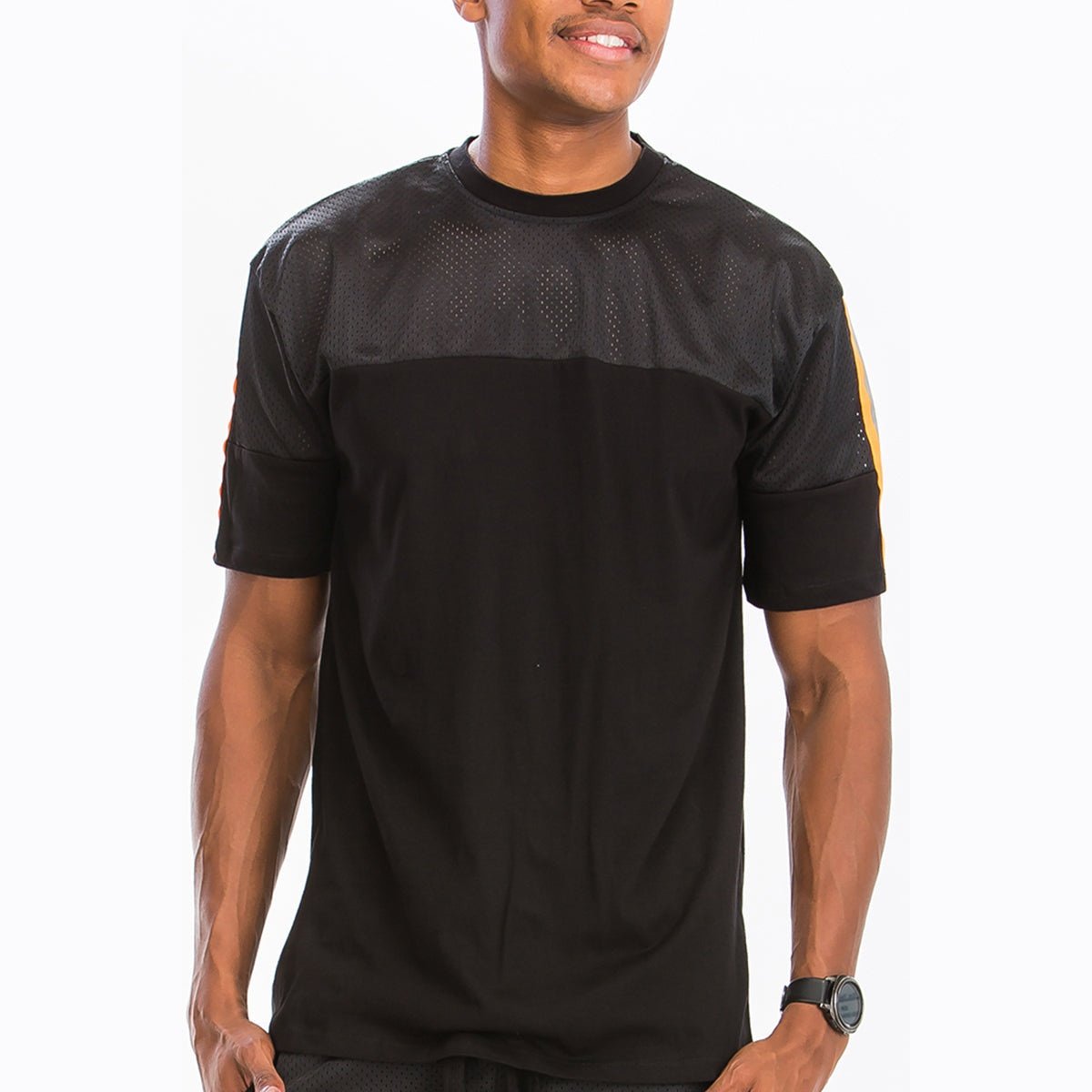 Quarter Mesh Cotton Tee-2