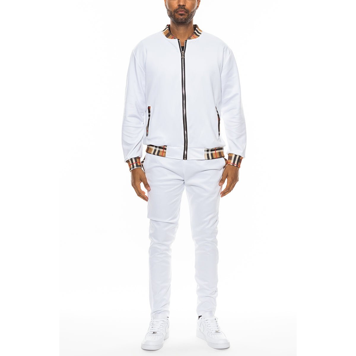 Checkered Detail Track Jacket Set