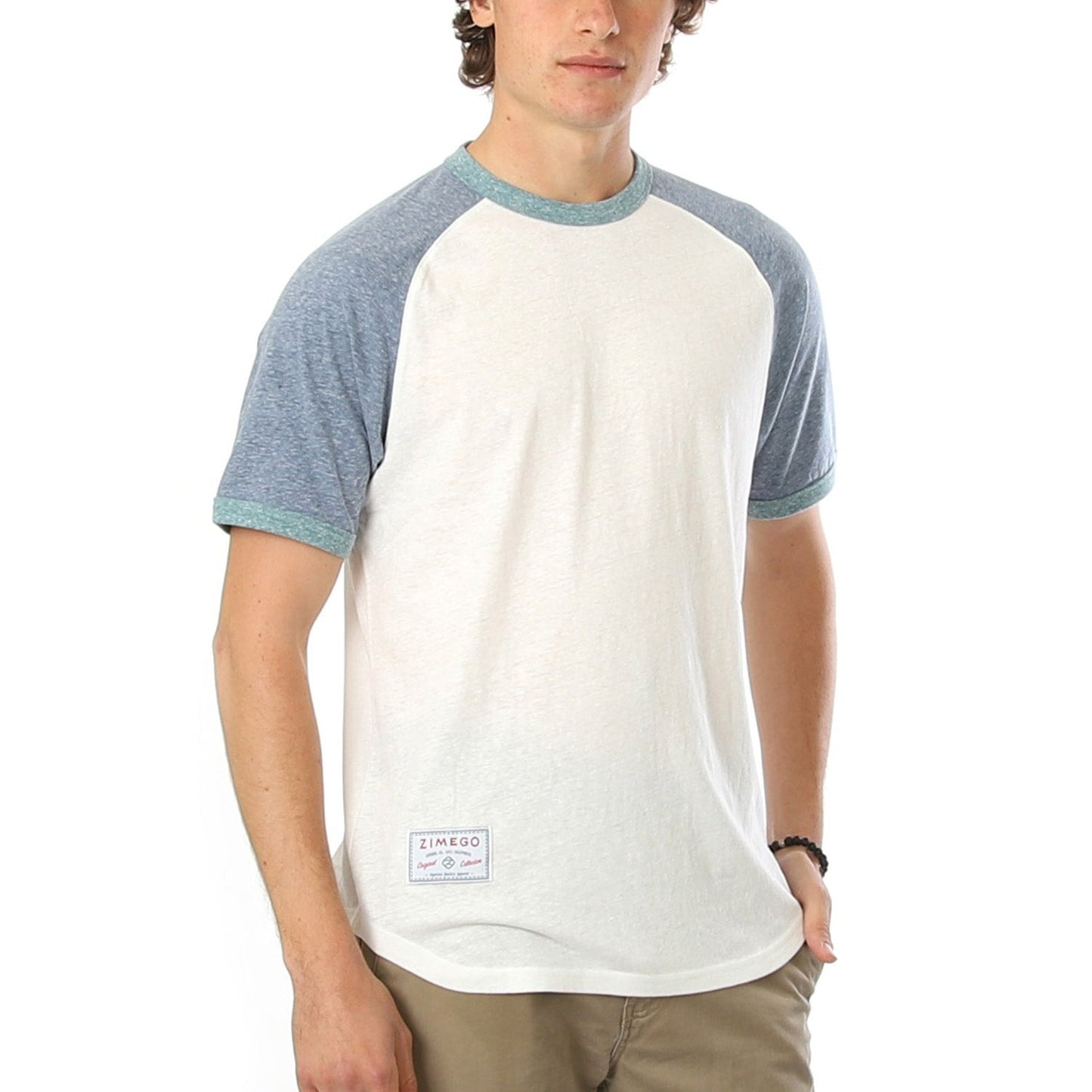 Men's Short Sleeve Classic Retro Contrast Raglan Ringer T-Shirt