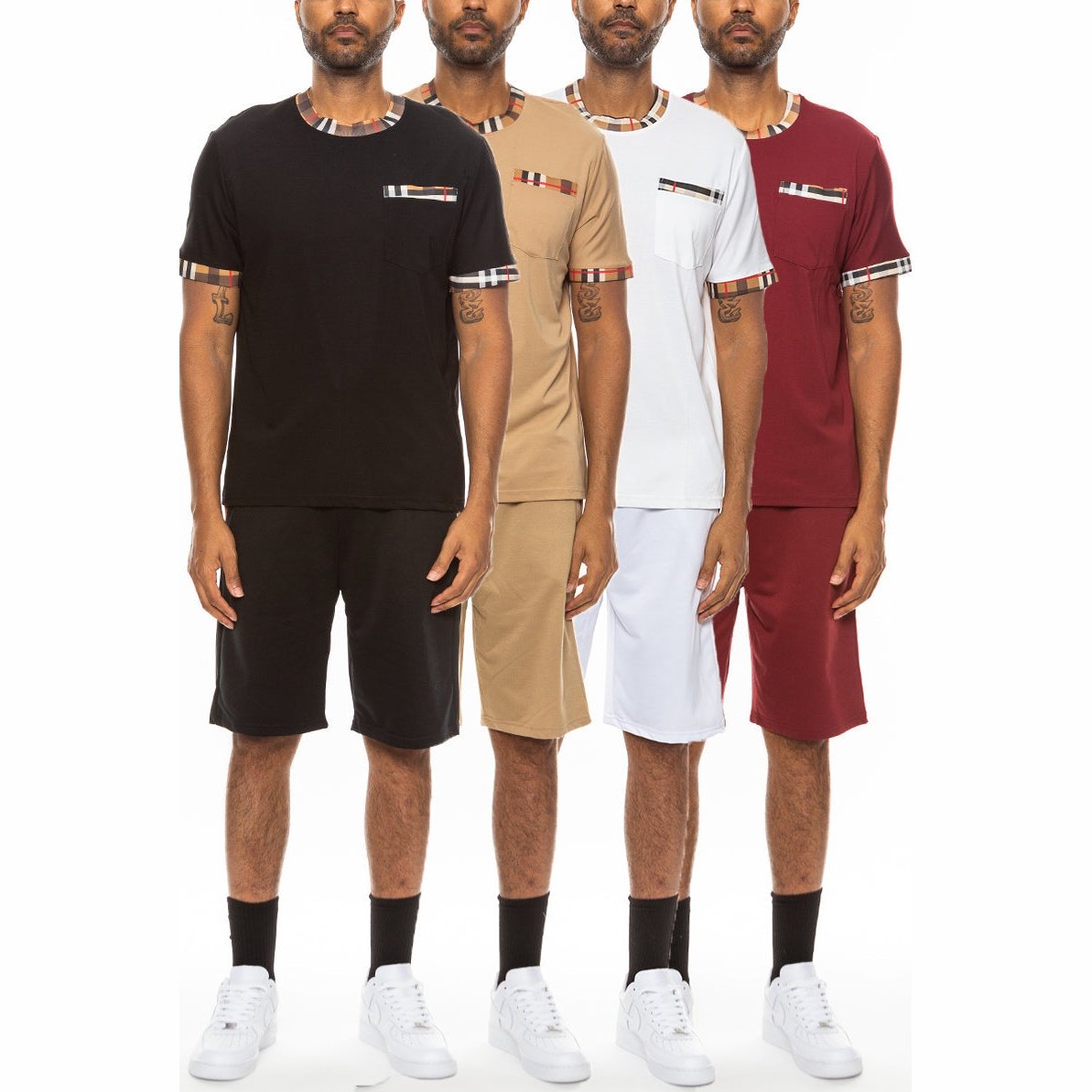 Checkered Detail Tshirt Short Set