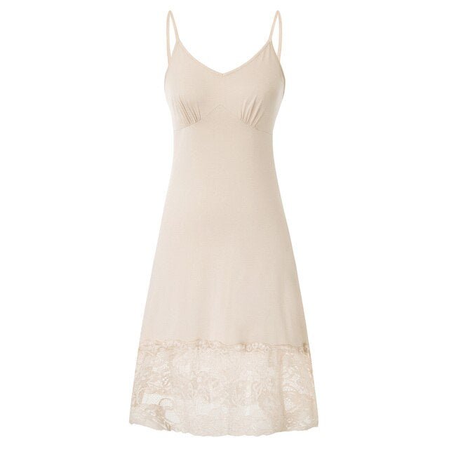 Spaghetti Straps Lace Hem Full Slip Dress