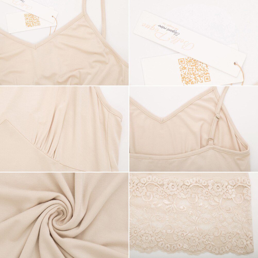 Spaghetti Straps Lace Hem Full Slip Dress