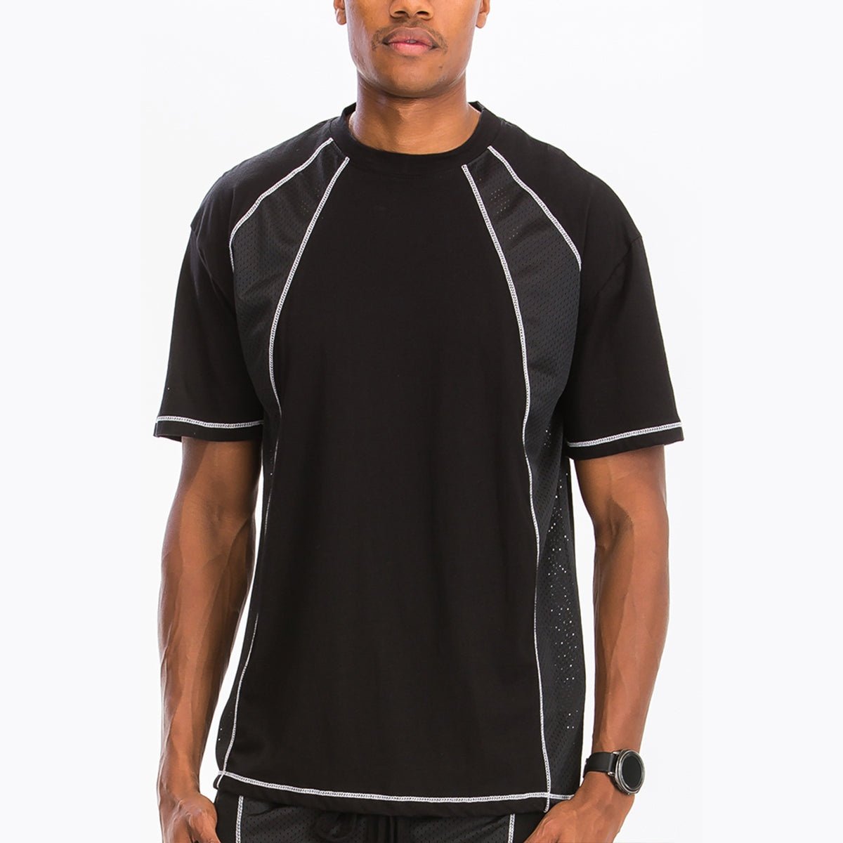 MESH WHITE STITCH SHIRT