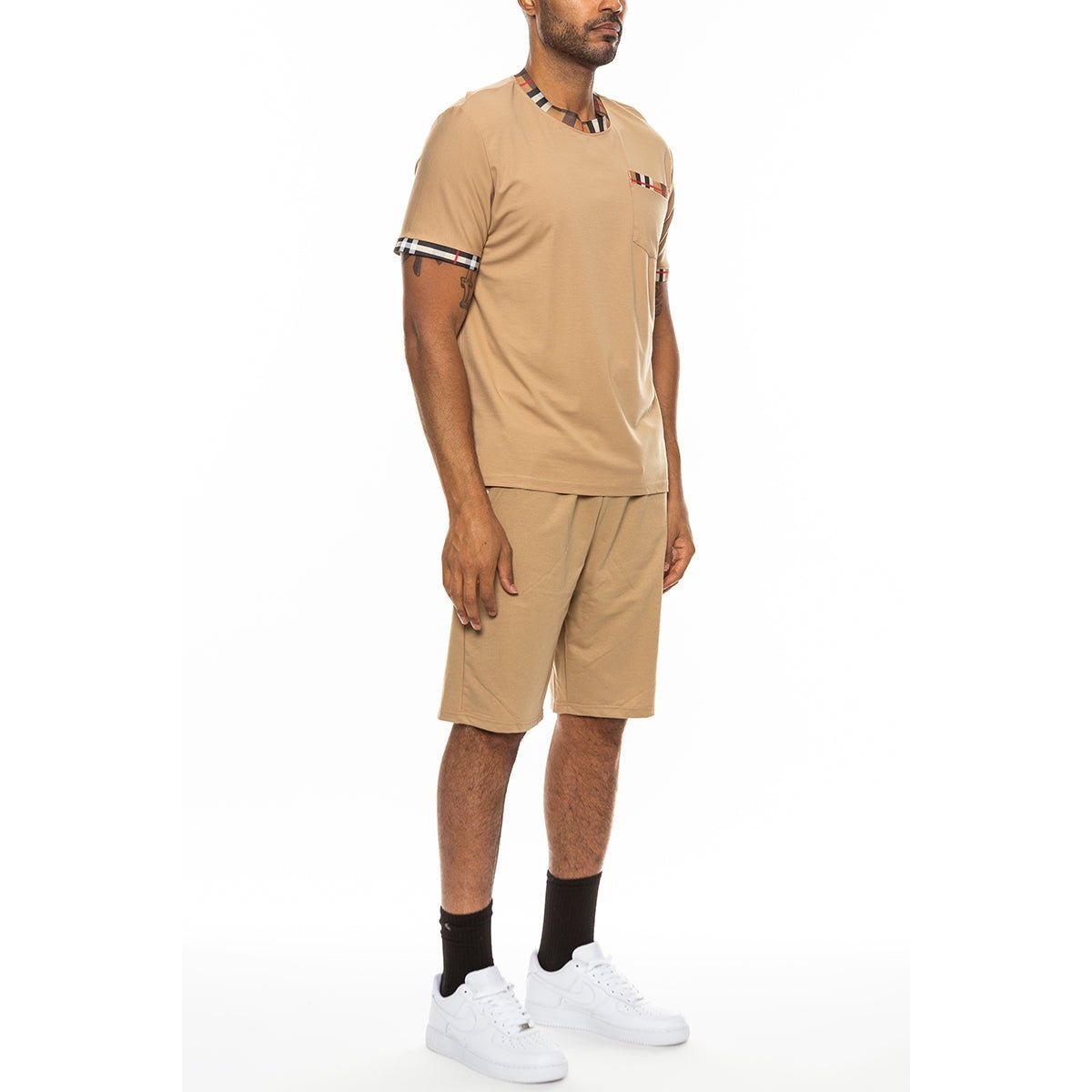 Checkered Detail Tshirt Short Set