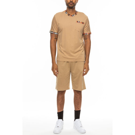 Checkered Detail Tshirt Short Set