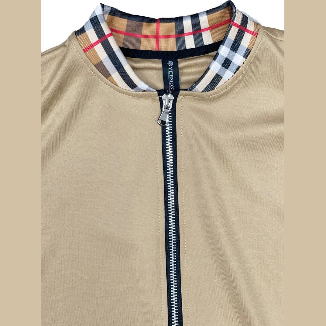 Checkered Detail Track Jacket Set