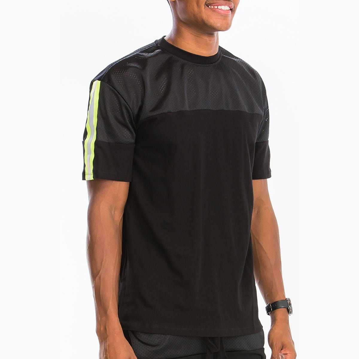 Quarter Mesh Cotton Tee-1