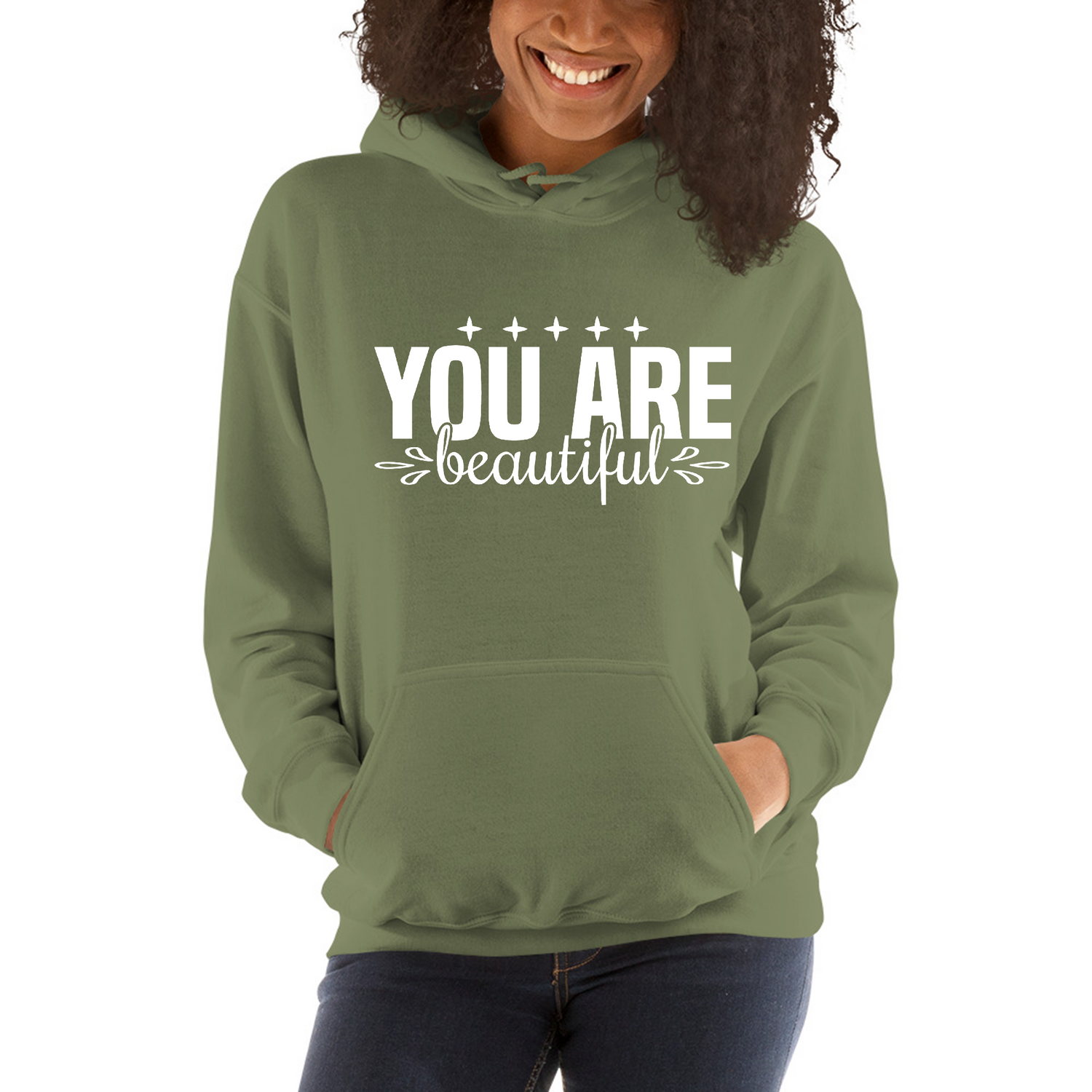 Womens Long Sleeve Hoodie You Are Beautiful Inspiration Affirmation