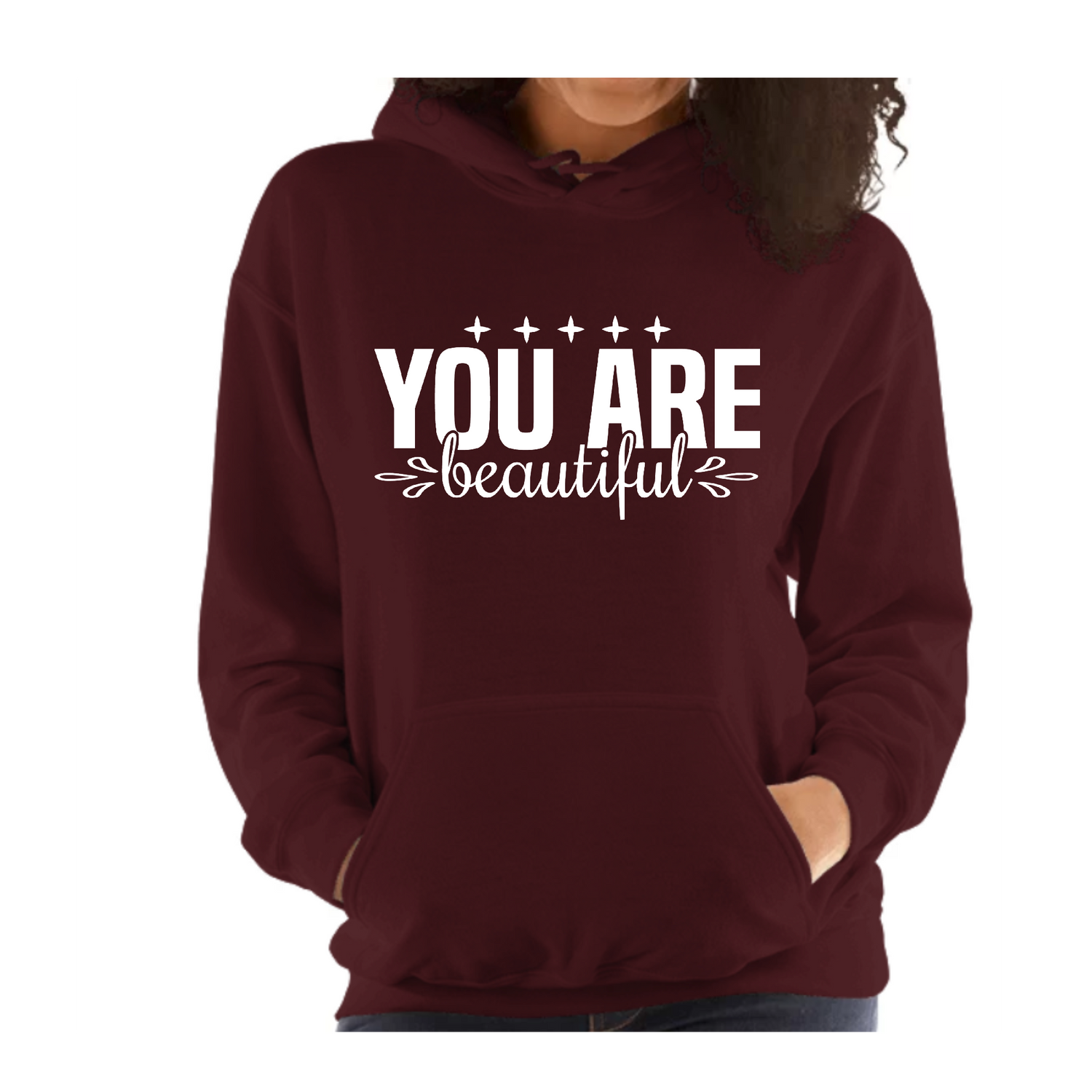 Womens Long Sleeve Hoodie You Are Beautiful Inspiration Affirmation