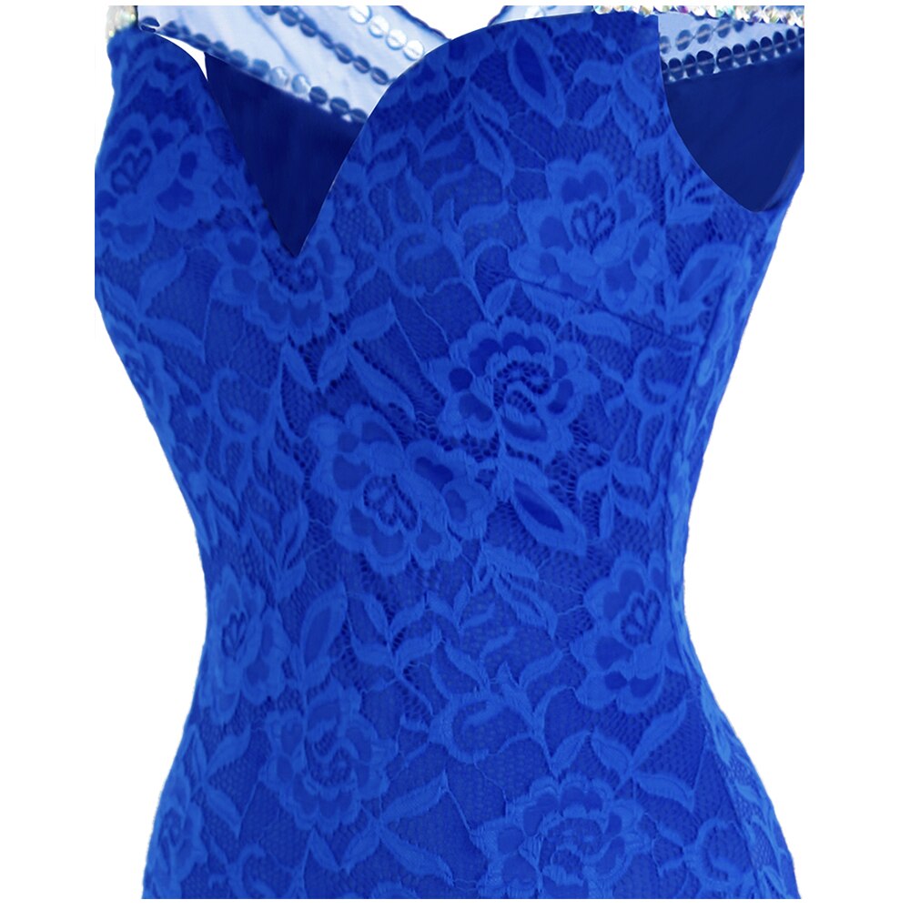 Women's Cap Sleeve Beading Lace Evening Dresses Long Mermaid Wedding Party Gown Blue