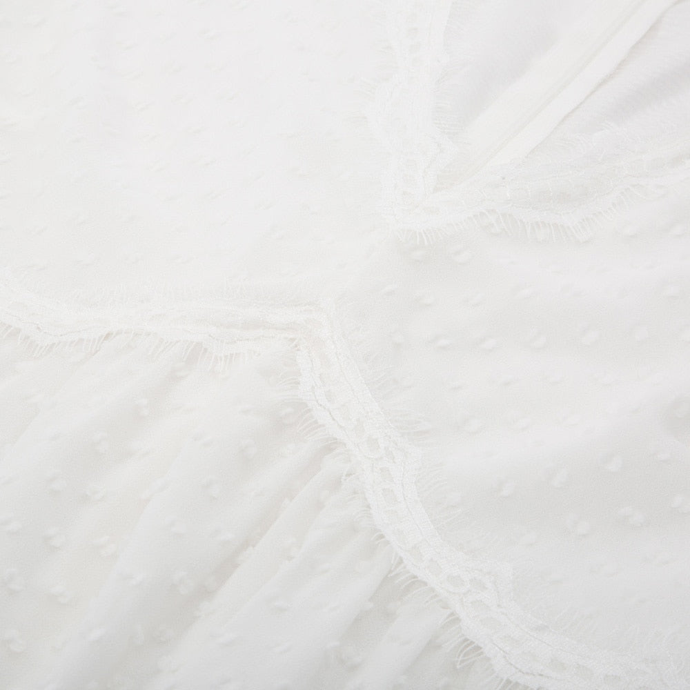 Women's Dresses Fashion V-Neck Empire Waist Swing Dress Long Sleeve Flared A-Line Summer Chiffon Mesh Lady Elegant Dresses New