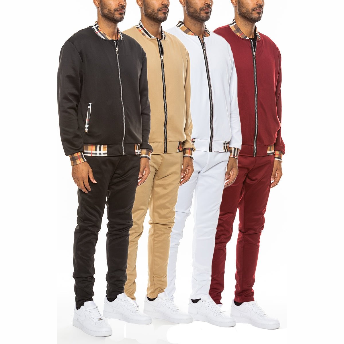 Checkered Detail Track Jacket Set