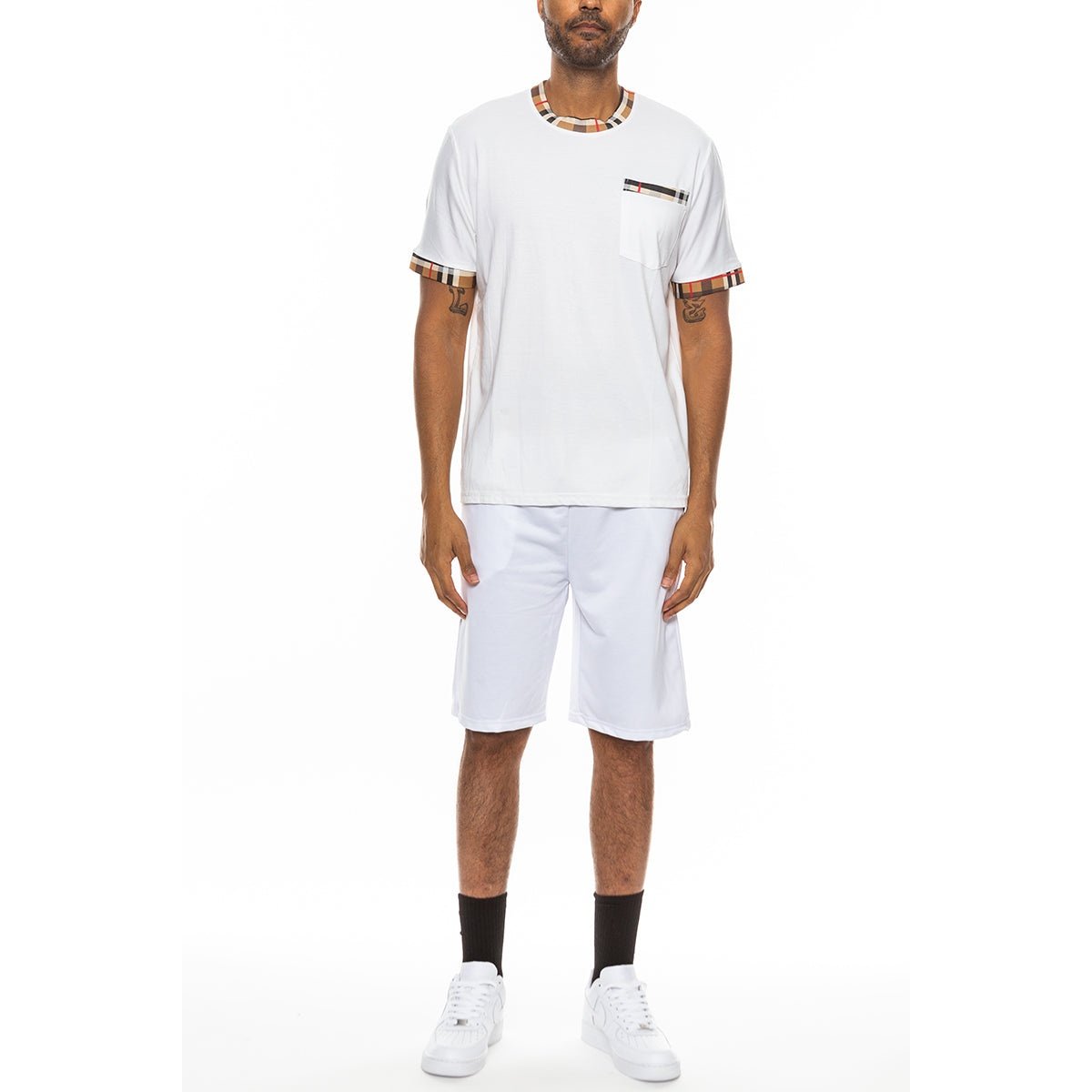 Checkered Detail Tshirt Short Set