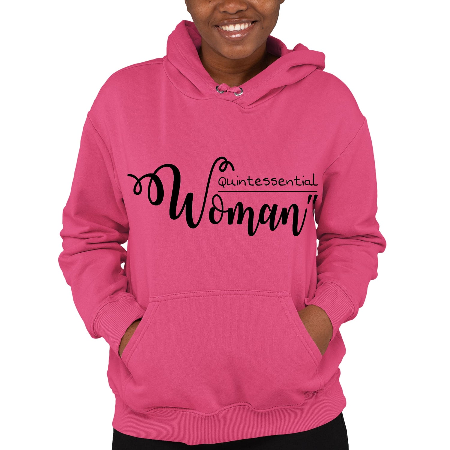 Womens Hoodie Quintessential Woman Inspirational Affirmation - Black