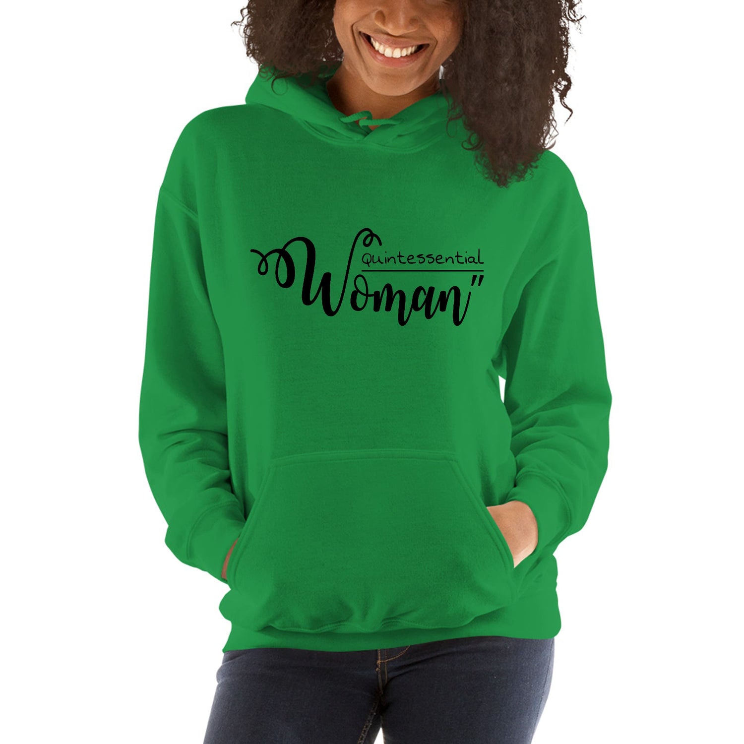 Womens Hoodie Quintessential Woman Inspirational Affirmation - Black