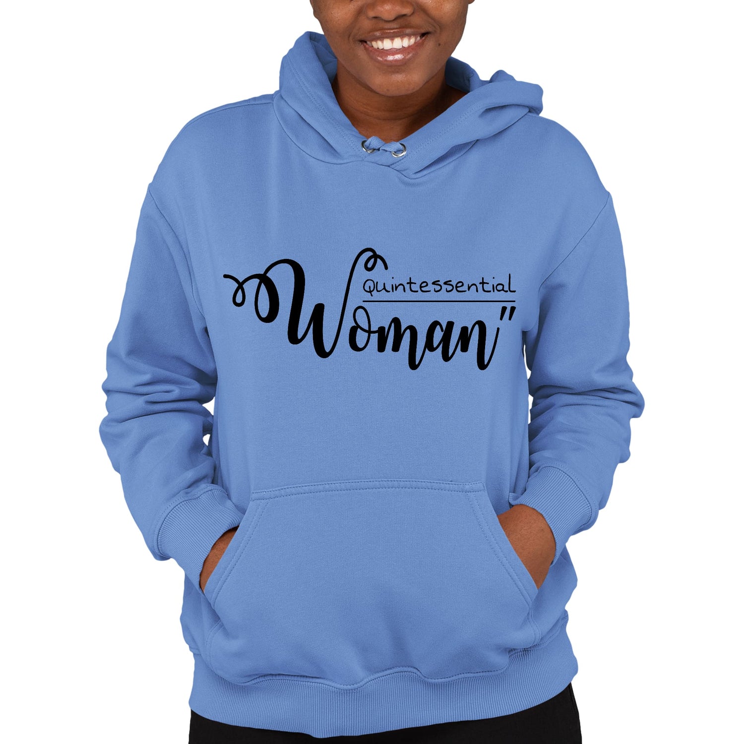 Womens Hoodie Quintessential Woman Inspirational Affirmation - Black