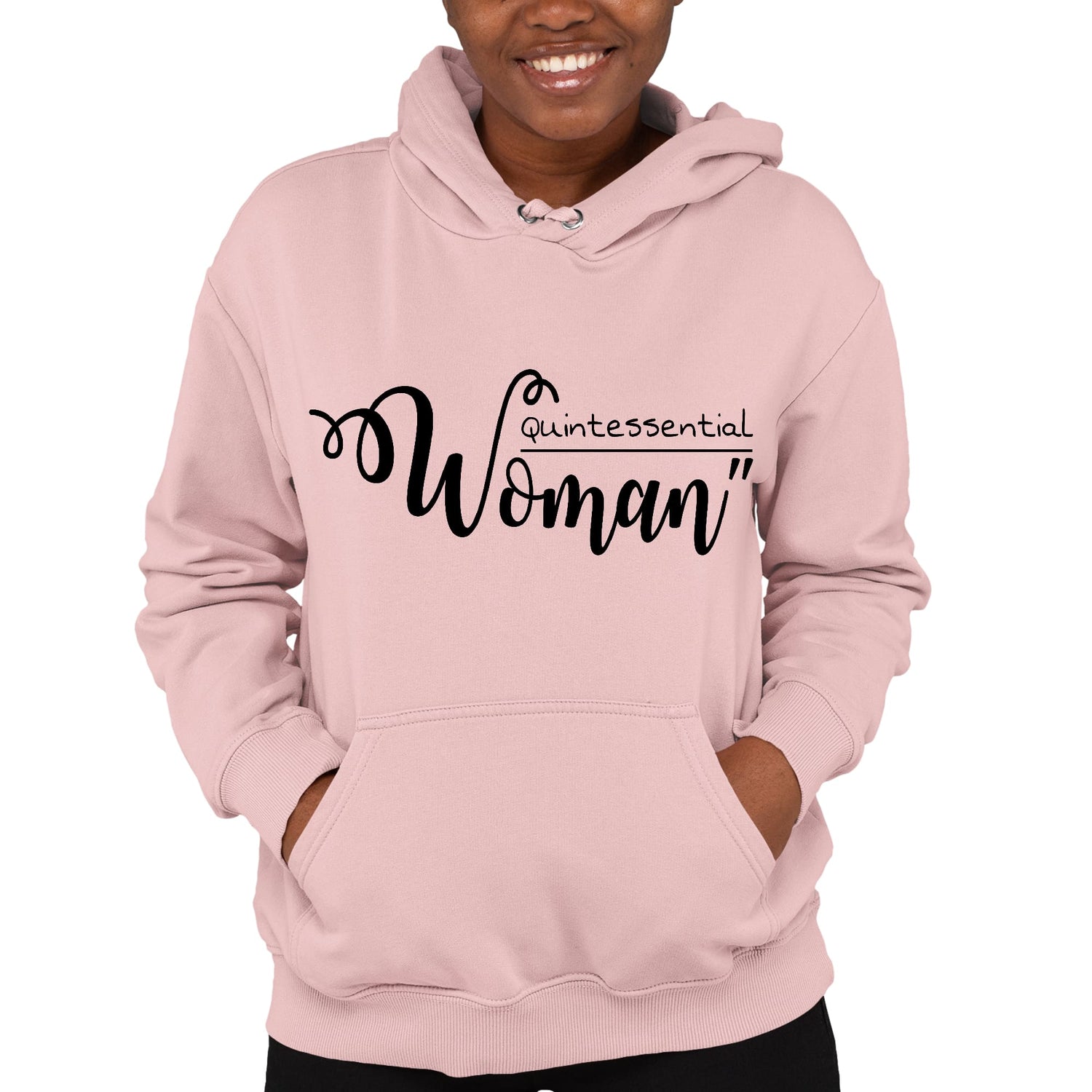 Womens Hoodie Quintessential Woman Inspirational Affirmation - Black