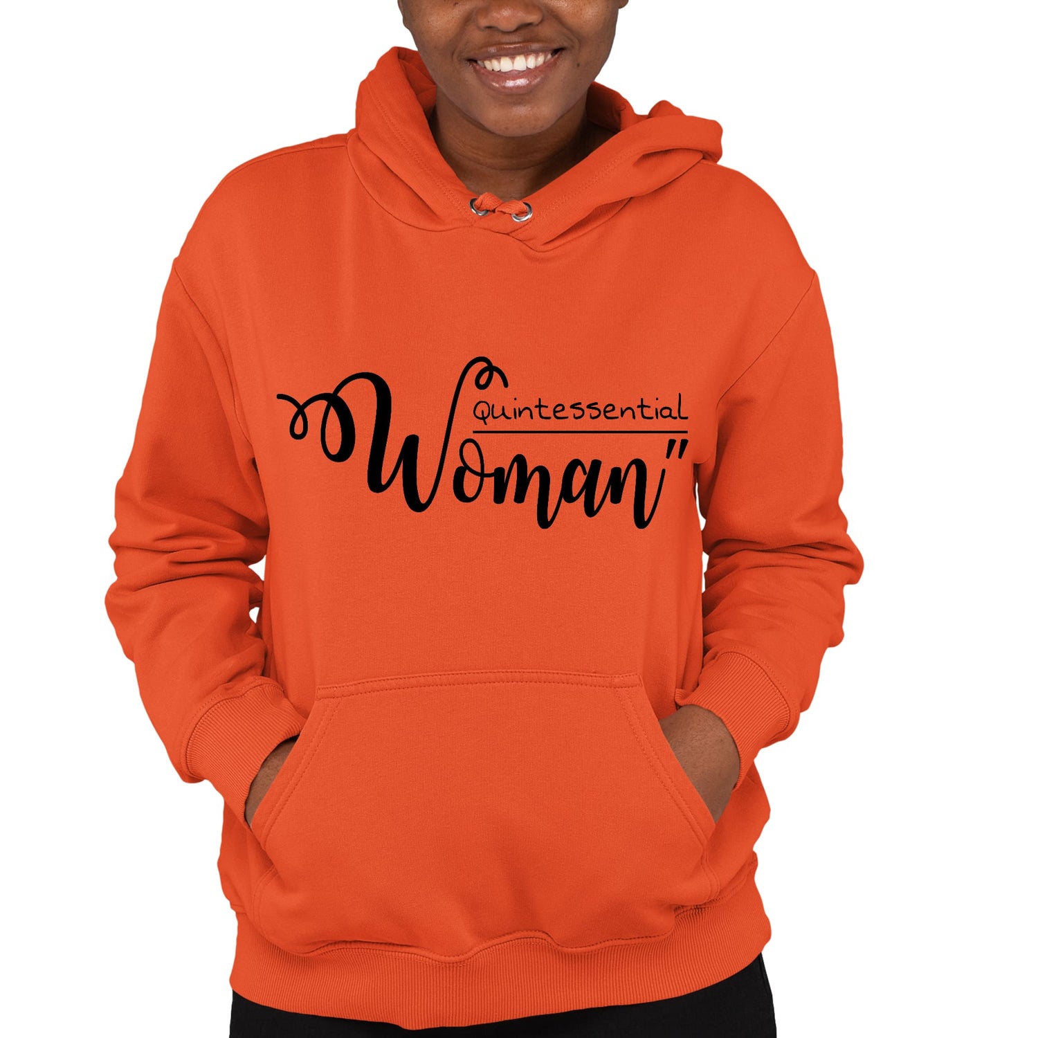 Womens Hoodie Quintessential Woman Inspirational Affirmation - Black
