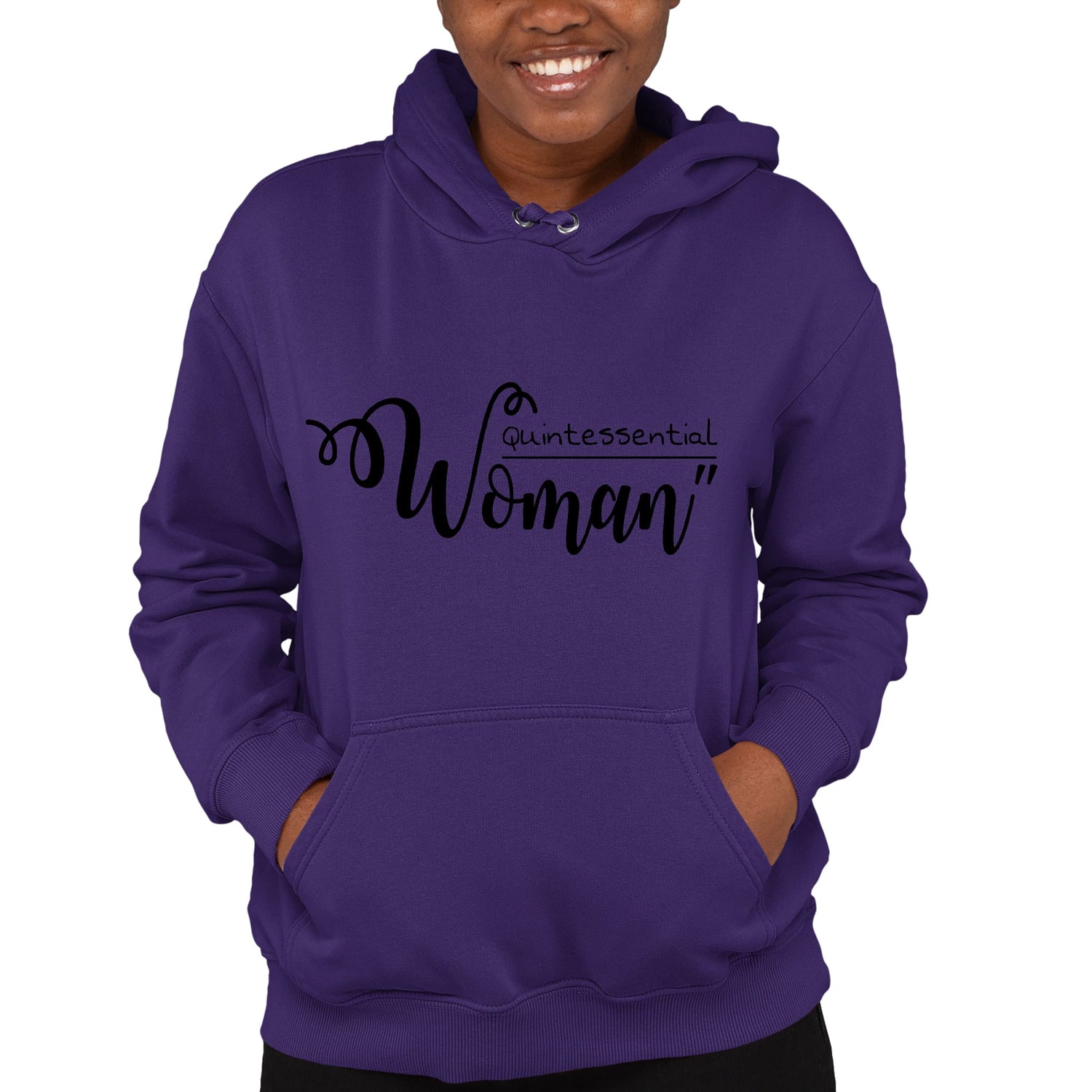 Womens Hoodie Quintessential Woman Inspirational Affirmation - Black