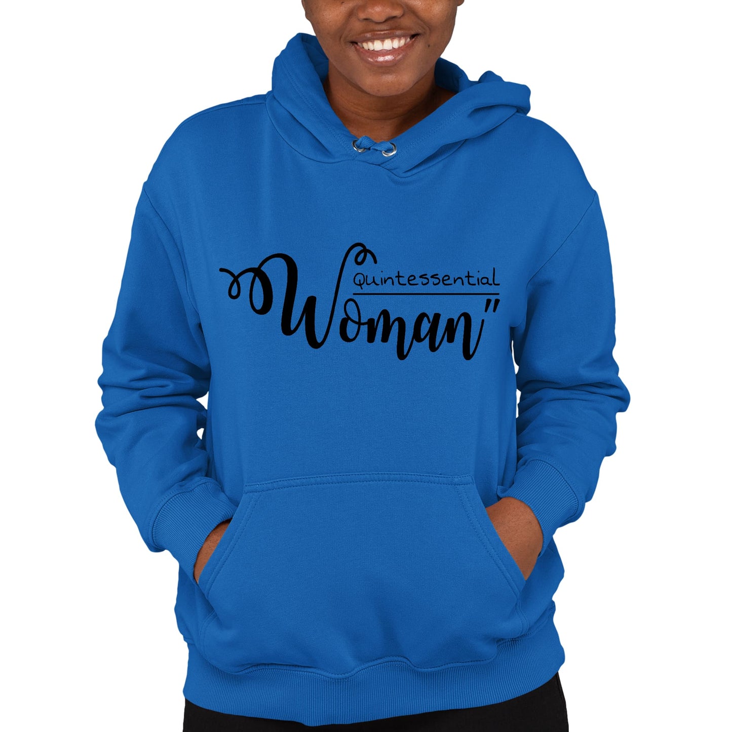 Womens Hoodie Quintessential Woman Inspirational Affirmation - Black