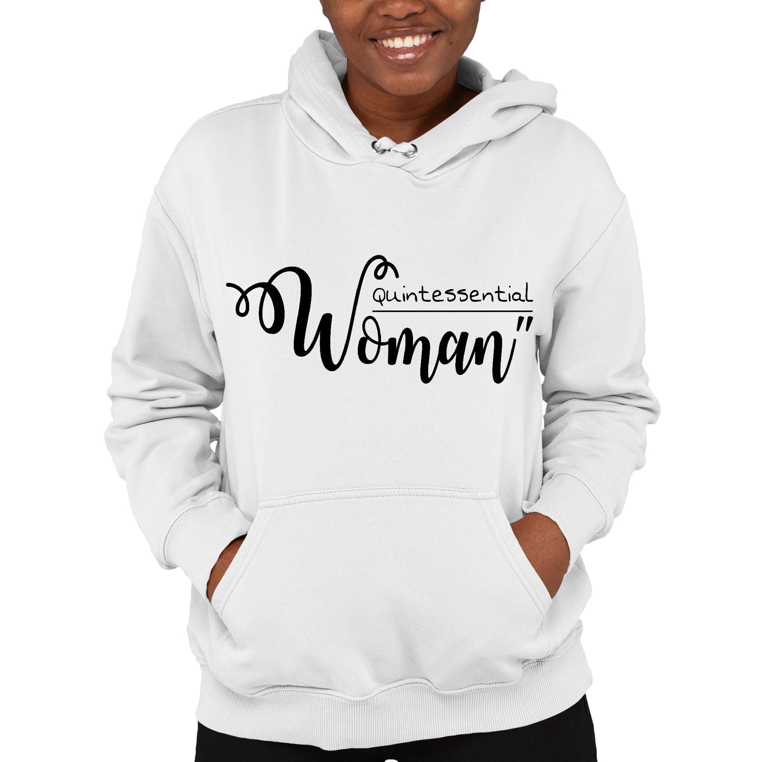 Womens Hoodie Quintessential Woman Inspirational Affirmation - Black