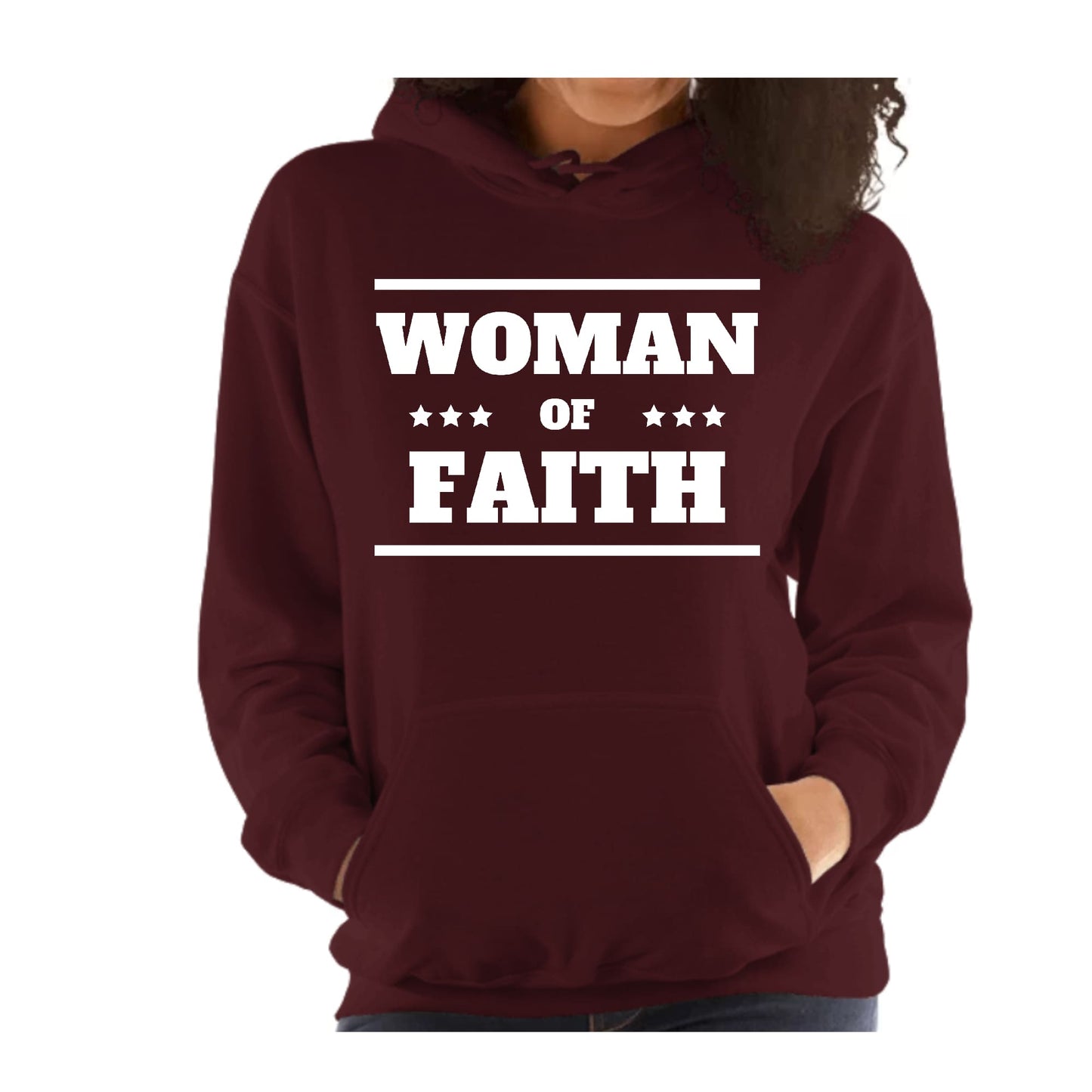 Womens Long Sleeve Hoodie Woman Of Faith Christian Inspiration