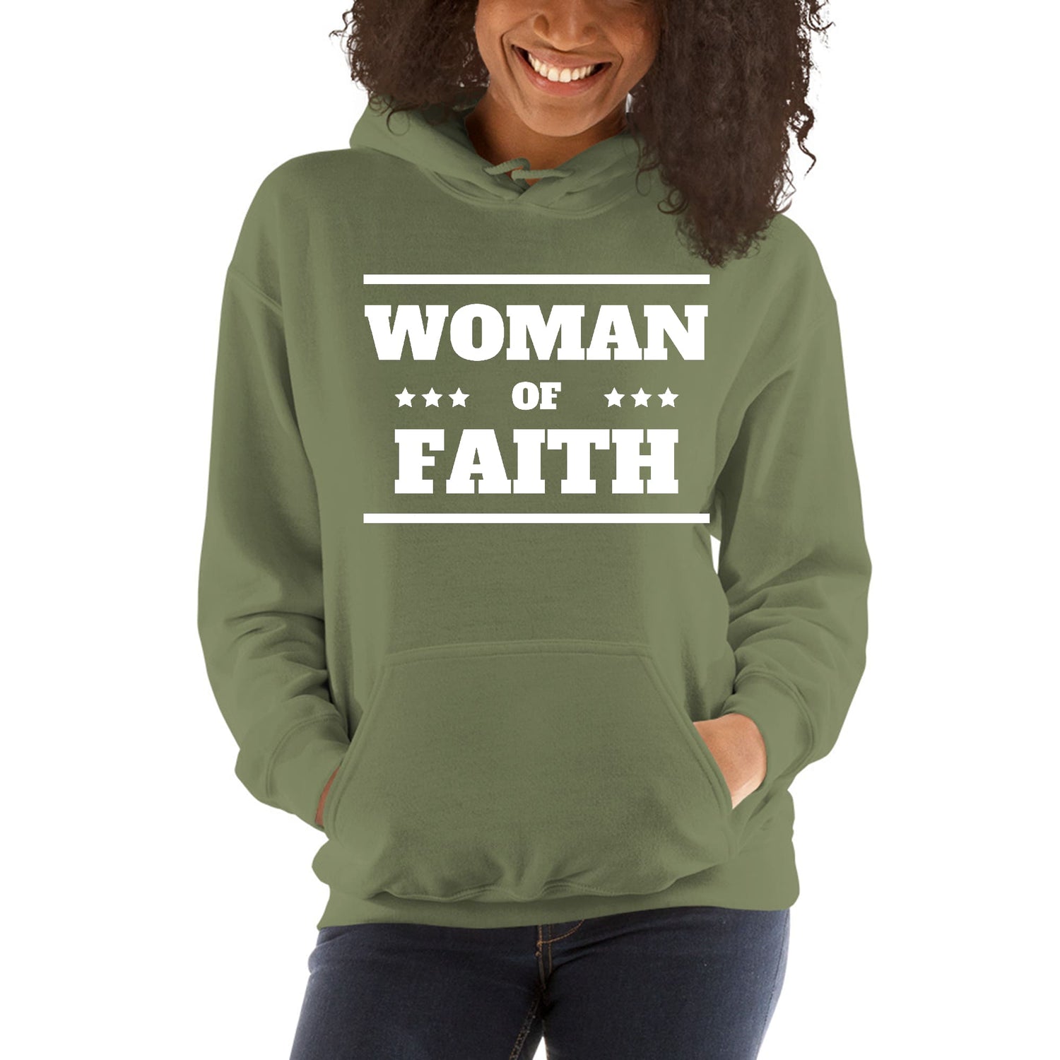 Womens Long Sleeve Hoodie Woman Of Faith Christian Inspiration